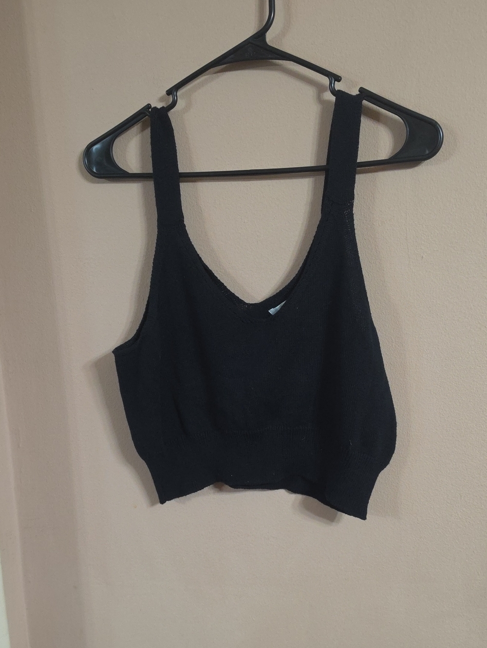 bp Black V-Neck Knit Crop Tank